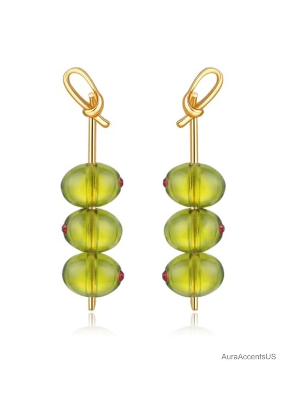 Martini Olive Dangle Earrings Resin Drop Cocktail Party Jewelry
